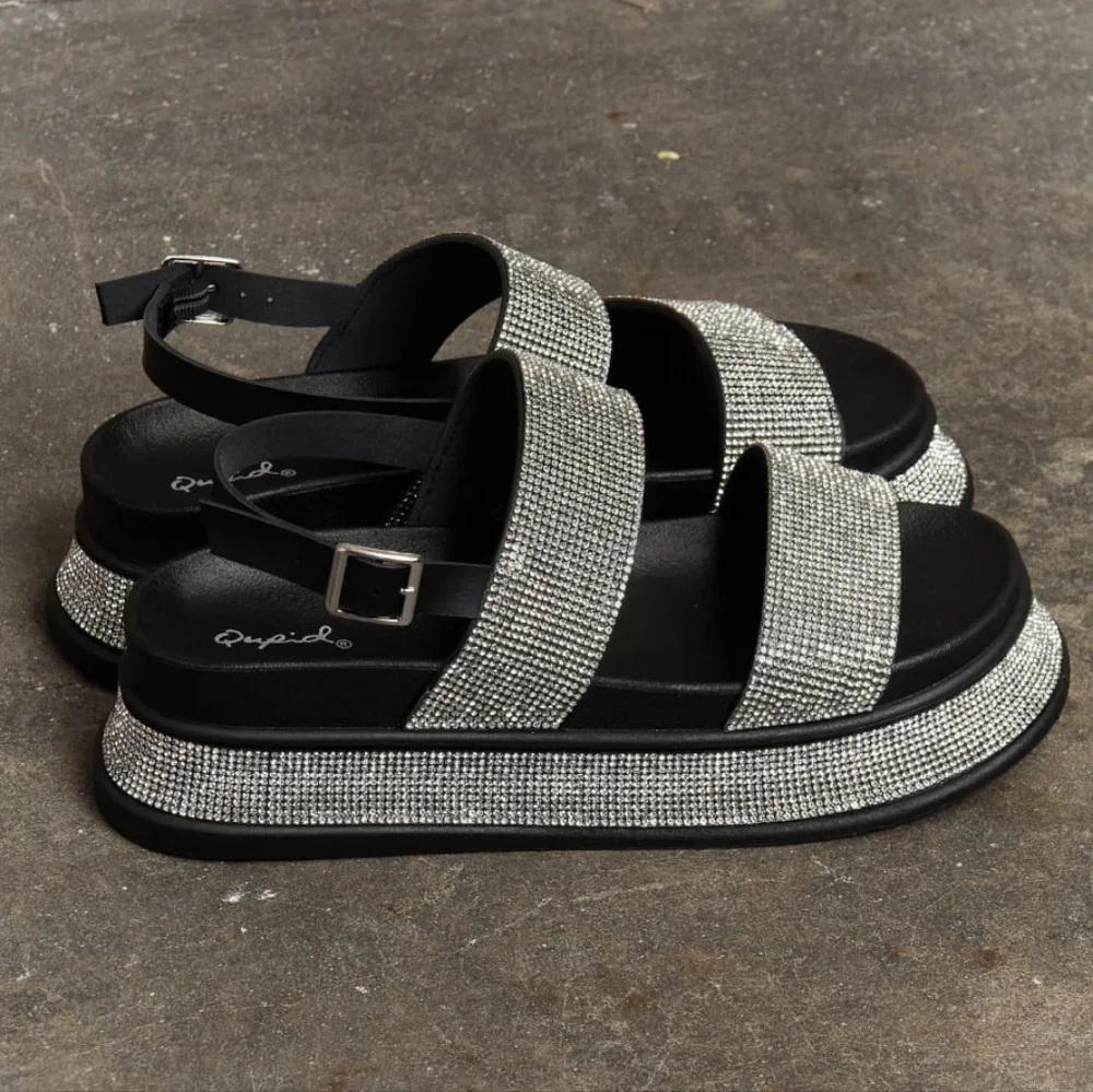 Rhinestone Platform Slingback Sandal